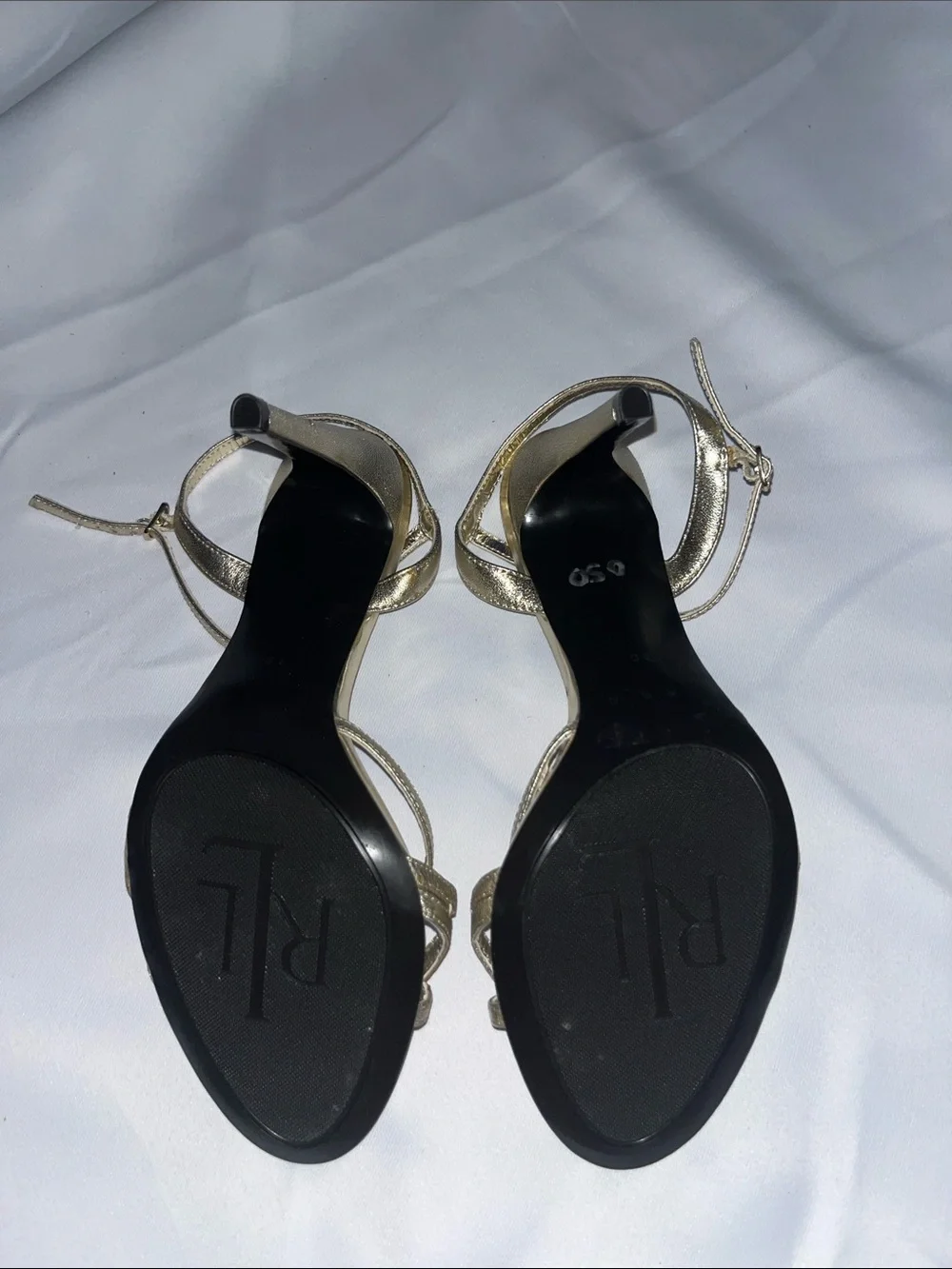 Ralph Lauren Metallic Gold Strappy Evening Heels